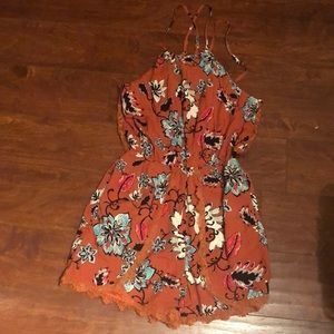 Orange floral romper